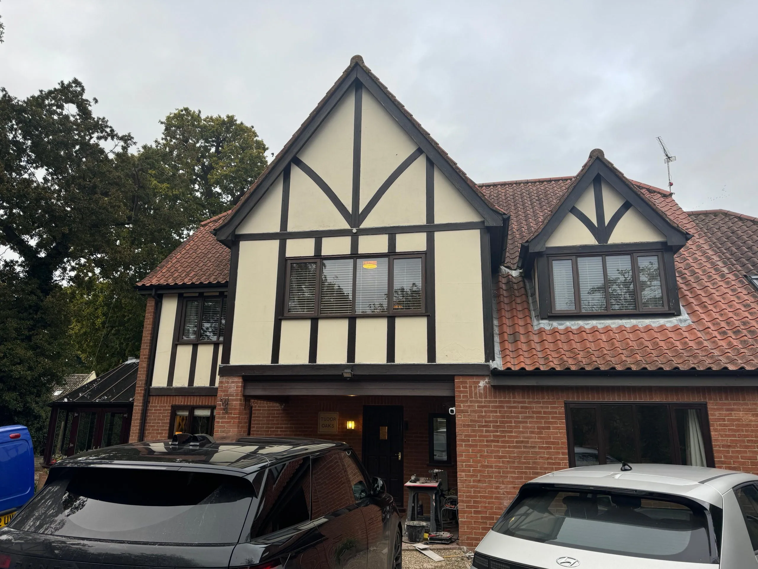 Tudor style house exterior before cladding installation in NR29 Norfolk