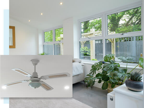 Conservatory with a ceiling fan
