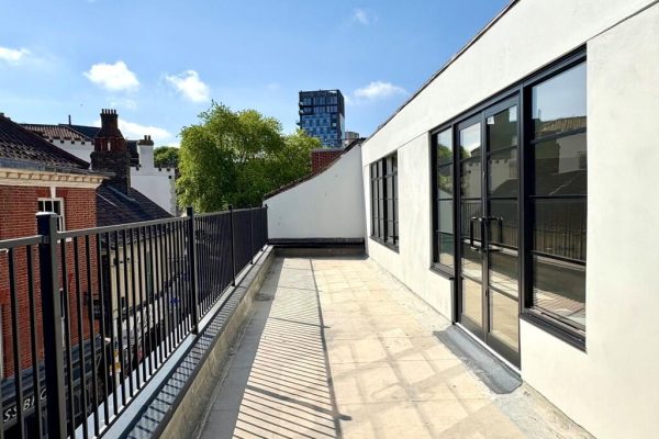 Heritage Aluminium Norwich City French Doors on Streetside Balcony