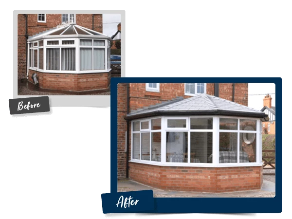 Before And After Images Of A New Tiled Roof Conservatory
