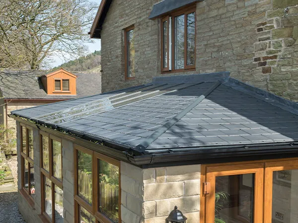The roof tiles on a solid roof system