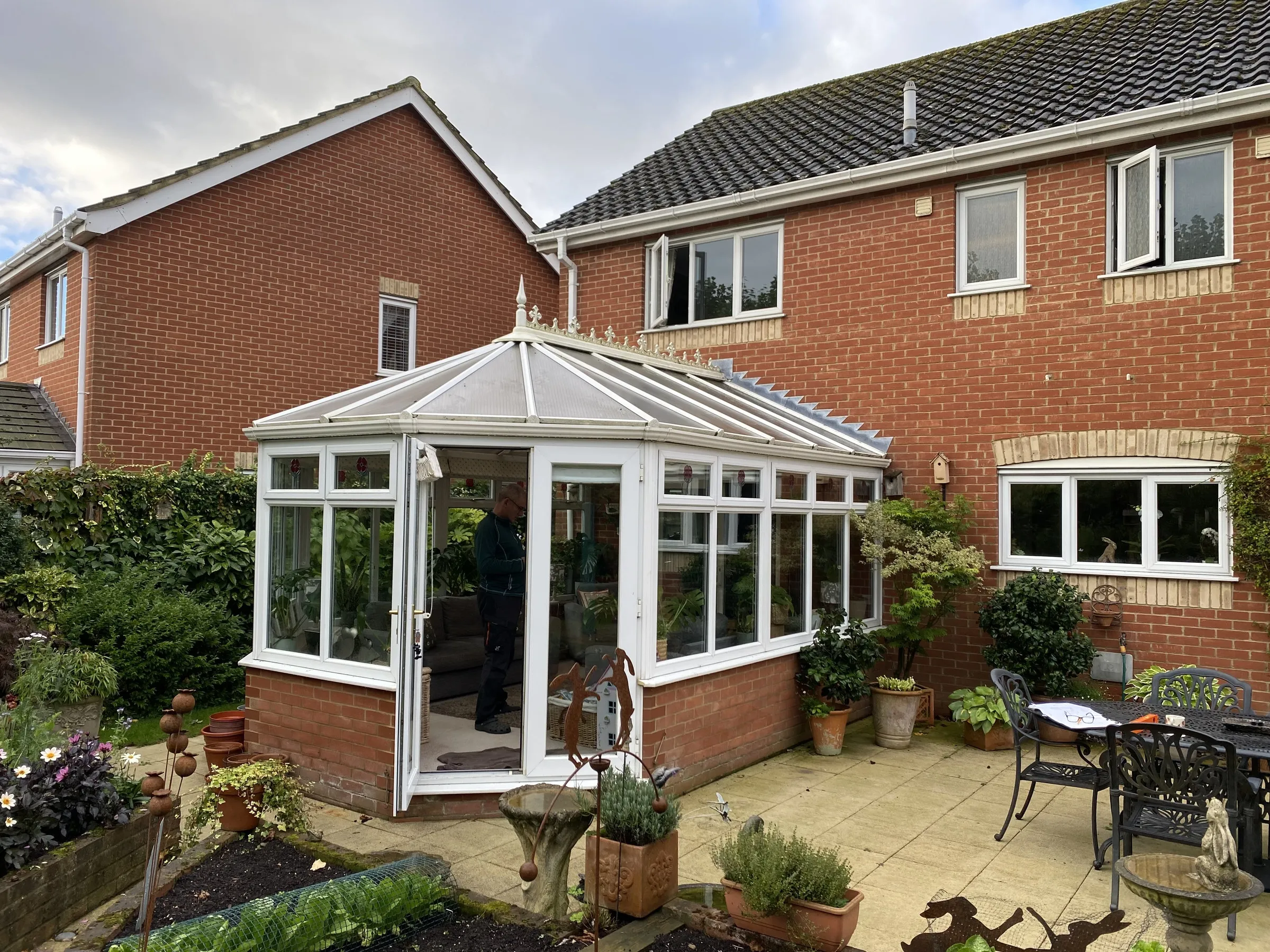 Before: polycarbonate Victorian conservatory rear right elevation, Dereham NR20