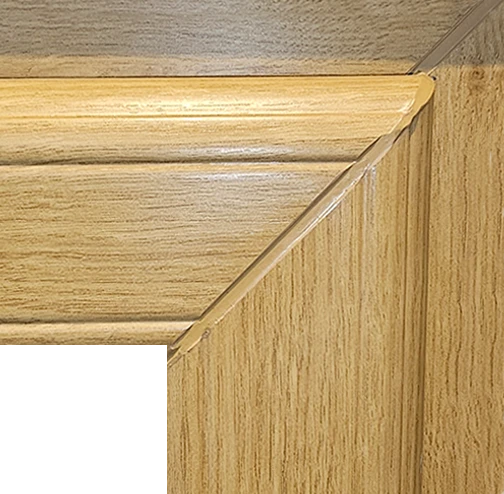 Standard welded uPVC window corner with a visible groove at the joint