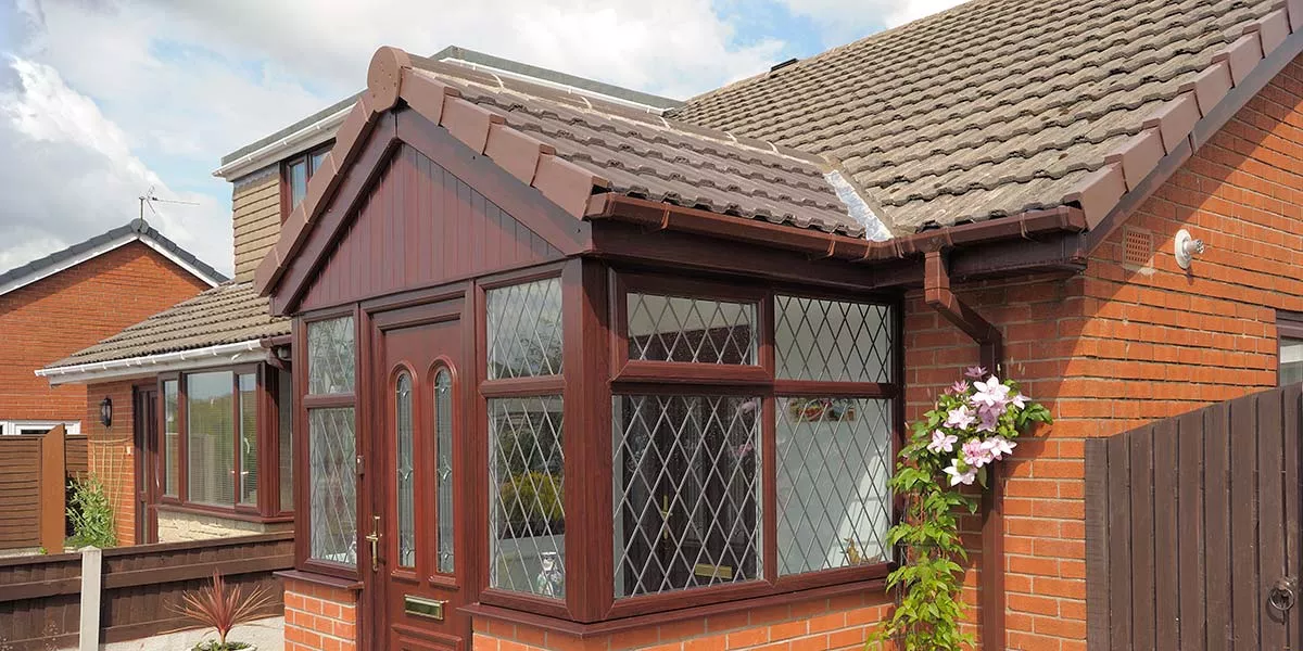 Entrance Porch in UPVC Rosewood