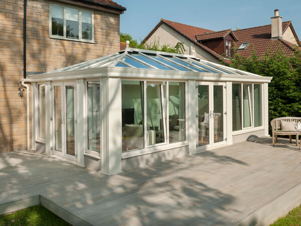 Loggia Conservatory Featuring 2 Sets of French Doors